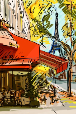 Fondo de pantalla Paris Street Scene 320x480