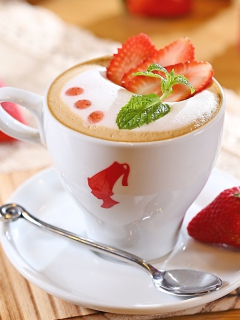 Fondo de pantalla Strawberry Cappuccino 240x320