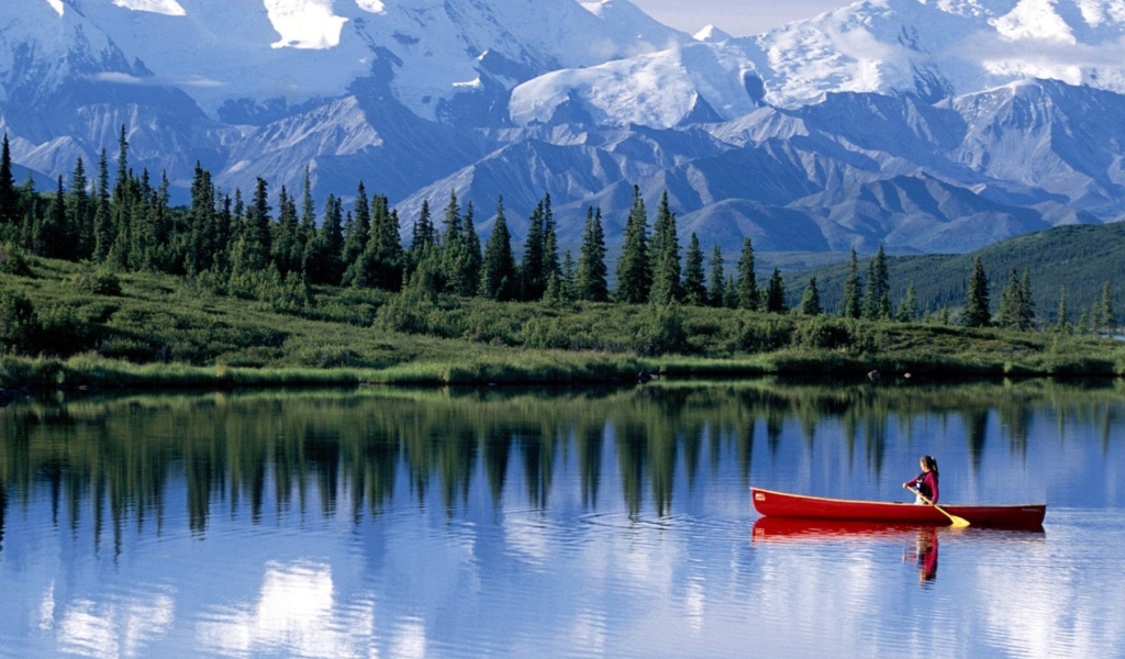 Screenshot №1 pro téma Canoe In Mountain Lake 1024x600
