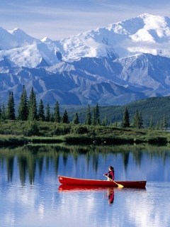 Canoe In Mountain Lake screenshot #1 240x320