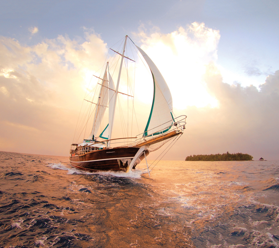 Das Beautiful Boat And Sea Wallpaper 1080x960