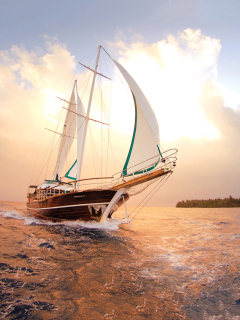 Beautiful Boat And Sea wallpaper 240x320