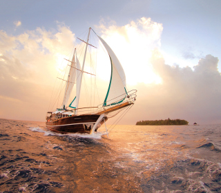 Free Beautiful Boat And Sea Picture for iPad mini