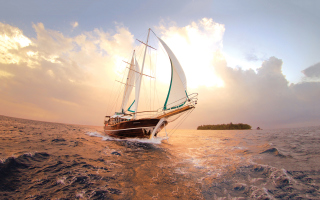 Beautiful Boat And Sea - Obrázkek zdarma 