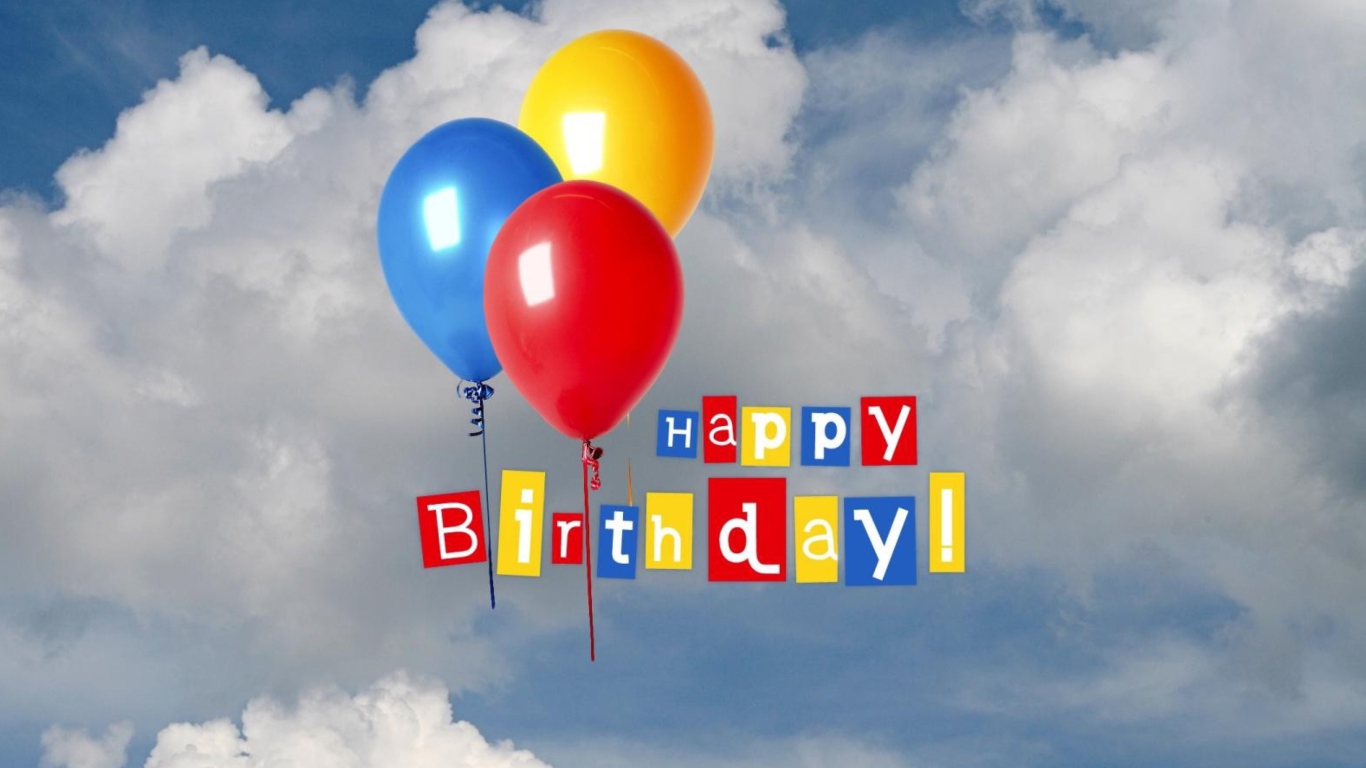 Das Happy Birthday Balloons Wallpaper 1366x768
