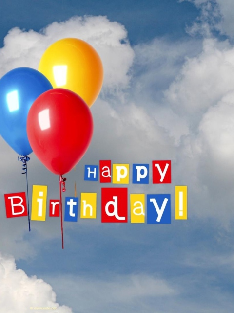 Обои Happy Birthday Balloons 480x640