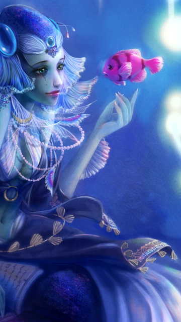 Das Mermaid And Pink Fish Wallpaper 360x640