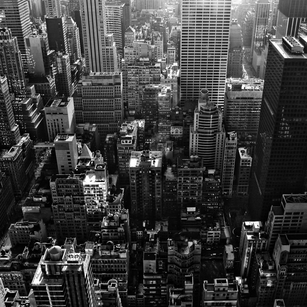 Fondo de pantalla New York City Black And White Skyscrapers 1024x1024