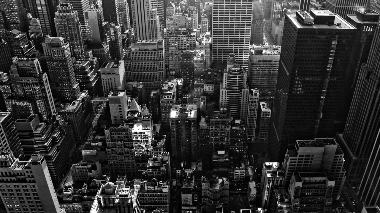 New York City Black And White Skyscrapers wallpaper 1280x720