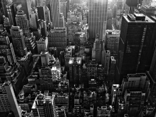 Fondo de pantalla New York City Black And White Skyscrapers 320x240