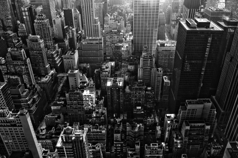 Fondo de pantalla New York City Black And White Skyscrapers 480x320