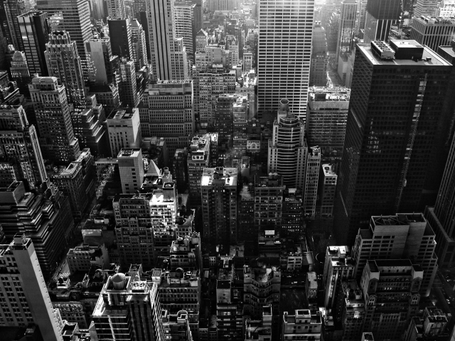 Fondo de pantalla New York City Black And White Skyscrapers 640x480