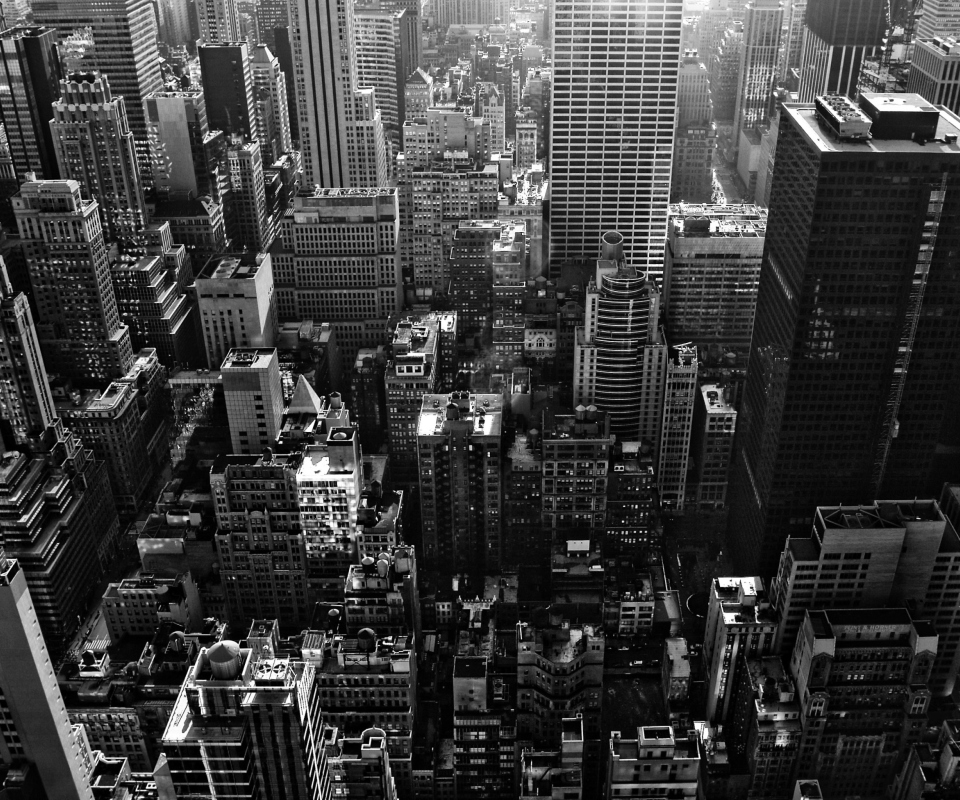 Обои New York City Black And White Skyscrapers 960x800
