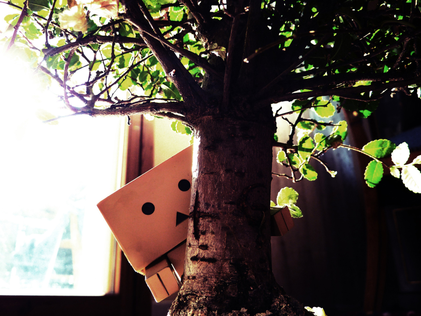 Screenshot №1 pro téma Little Danbo Hiding Behind Plant 1400x1050