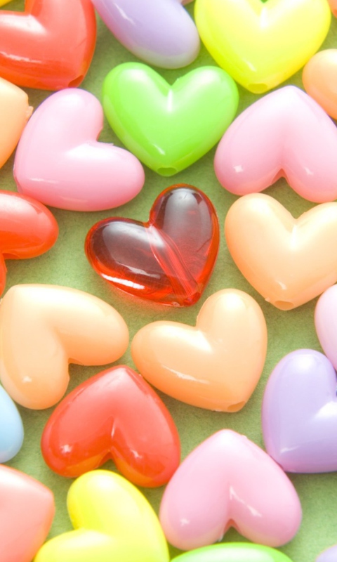 Fondo de pantalla Colorful Hearts 480x800