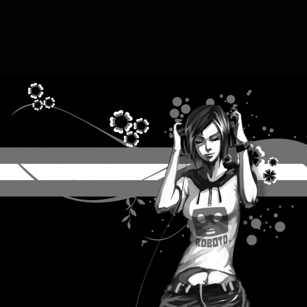 Black & White Girl Vector Graphic screenshot #1 1024x1024