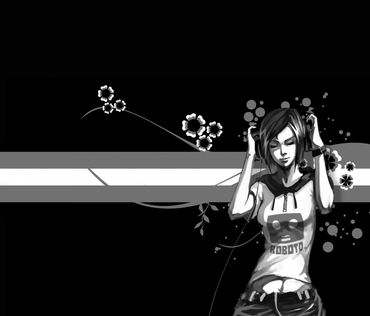 Screenshot №1 pro téma Black & White Girl Vector Graphic 1200x1024