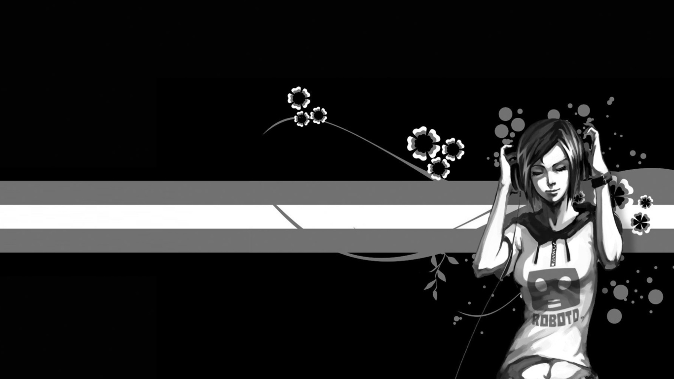 Black & White Girl Vector Graphic screenshot #1 1366x768