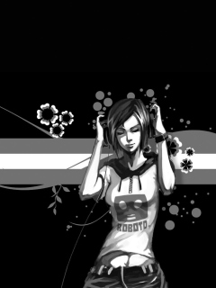Black & White Girl Vector Graphic wallpaper 240x320