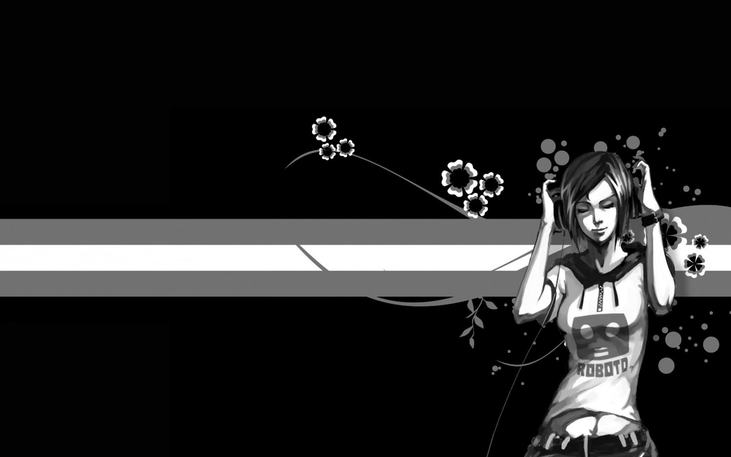 Das Black & White Girl Vector Graphic Wallpaper 2560x1600
