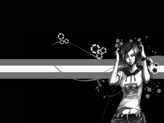 Black & White Girl Vector Graphic wallpaper 320x240