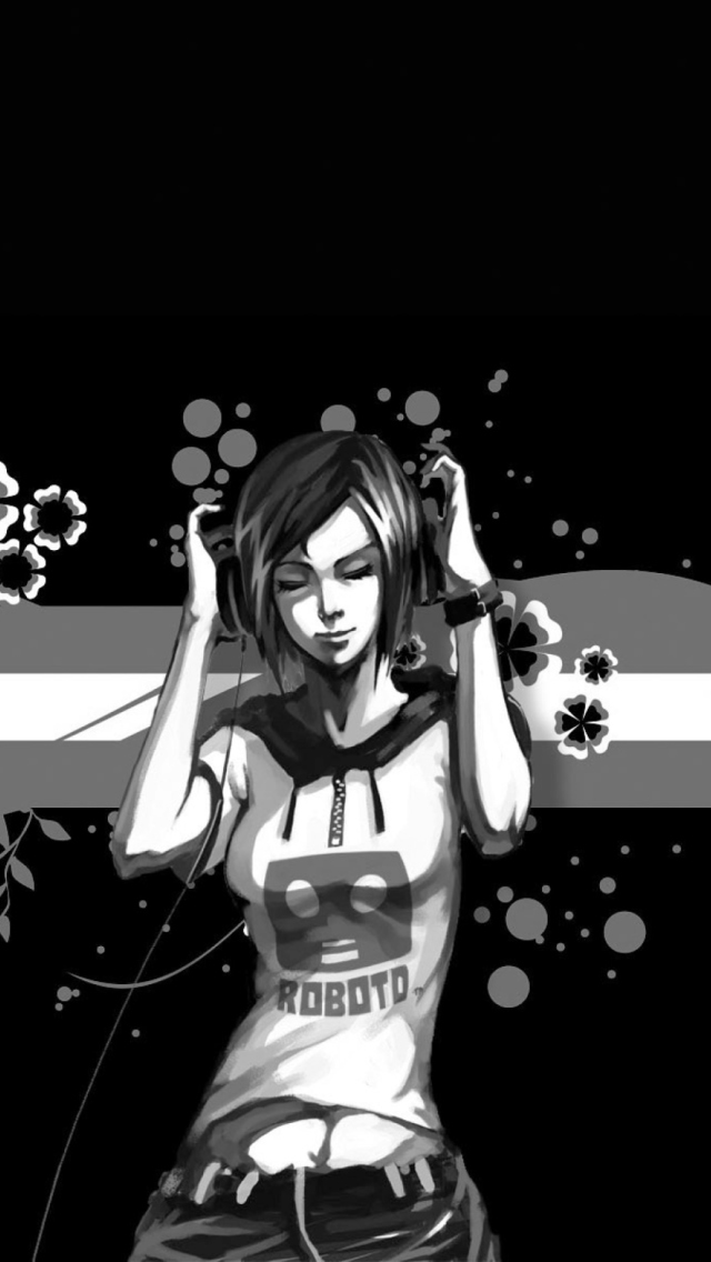 Black & White Girl Vector Graphic wallpaper 640x1136
