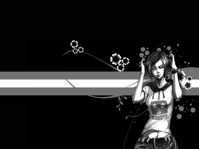 Fondo de pantalla Black & White Girl Vector Graphic 640x480