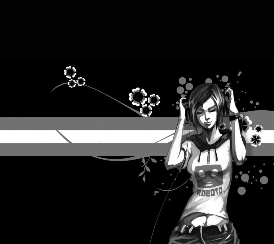 Black & White Girl Vector Graphic wallpaper 960x854