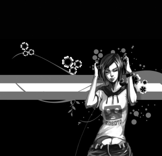 Black & White Girl Vector Graphic Background for iPad 3