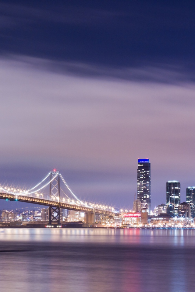 Bridge And City At Night wallpaper 640x960