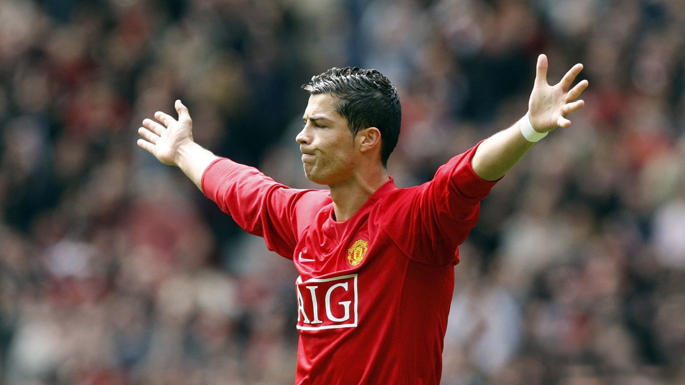 Cristiano Ronaldo, Manchester United wallpaper 1366x768