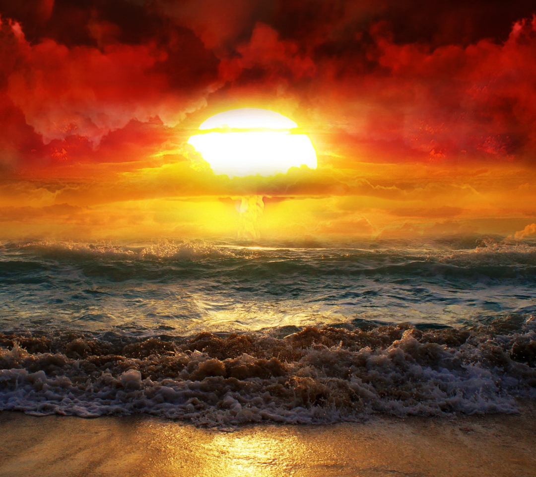 Fire Kissed Ocean Water wallpaper 1080x960