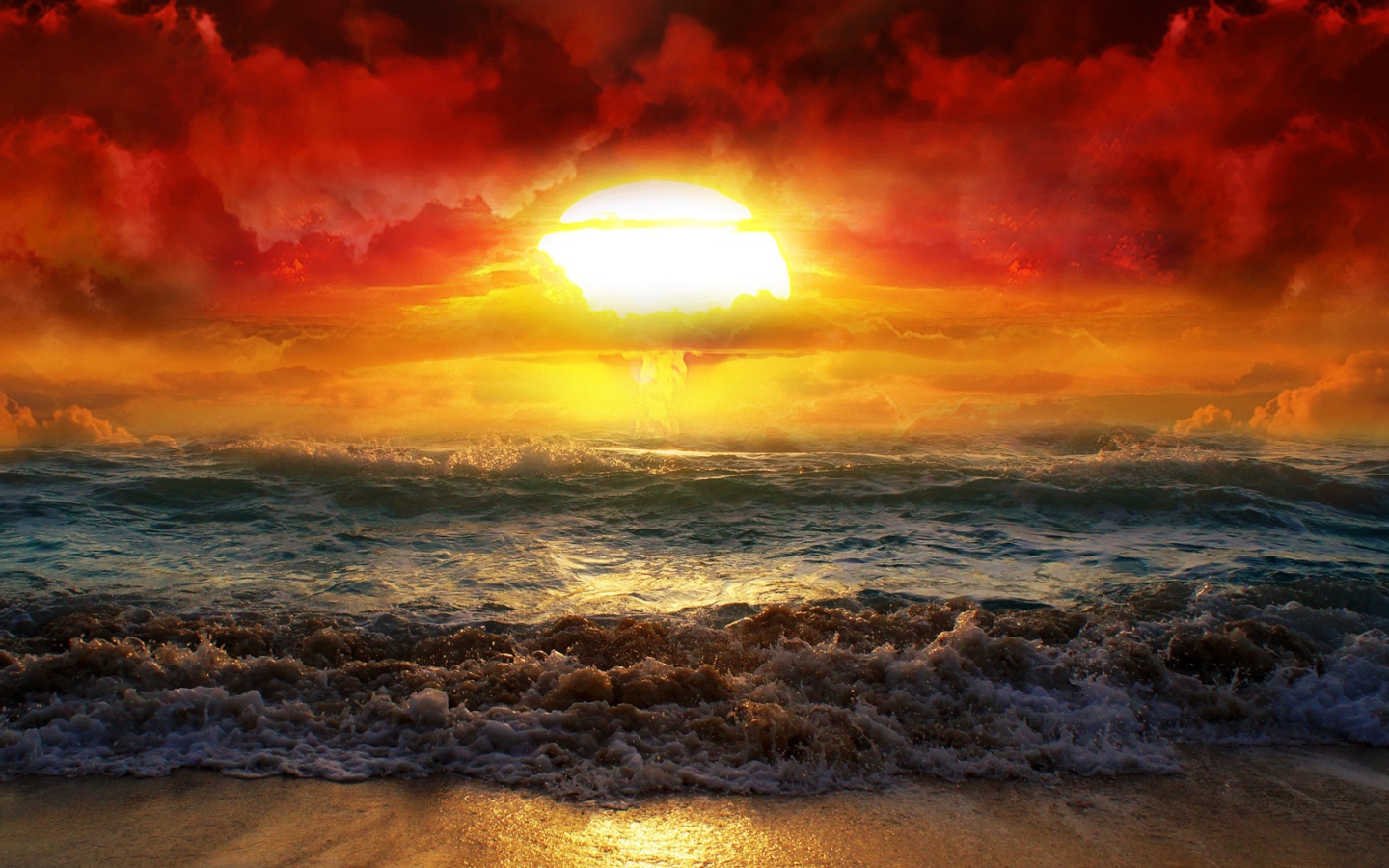 Das Fire Kissed Ocean Water Wallpaper 1440x900