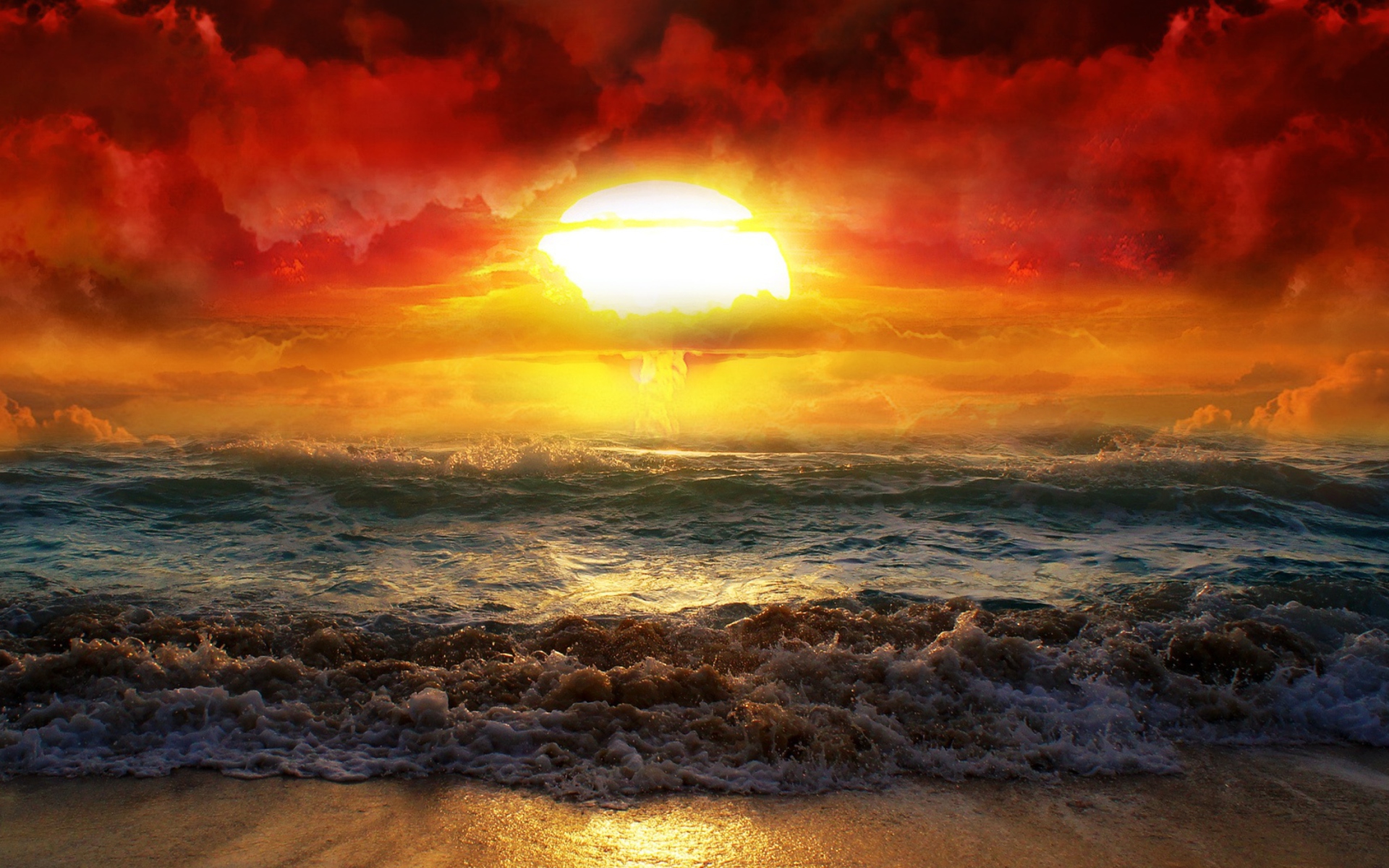 Обои Fire Kissed Ocean Water 1920x1200