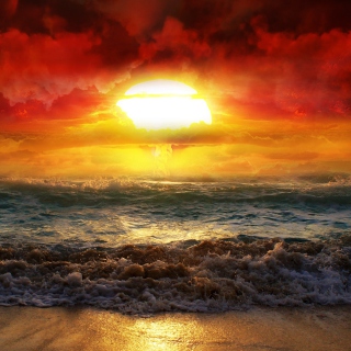 Fire Kissed Ocean Water Background for iPad