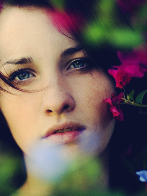 Girl With Deep Blue Eyes wallpaper 480x640