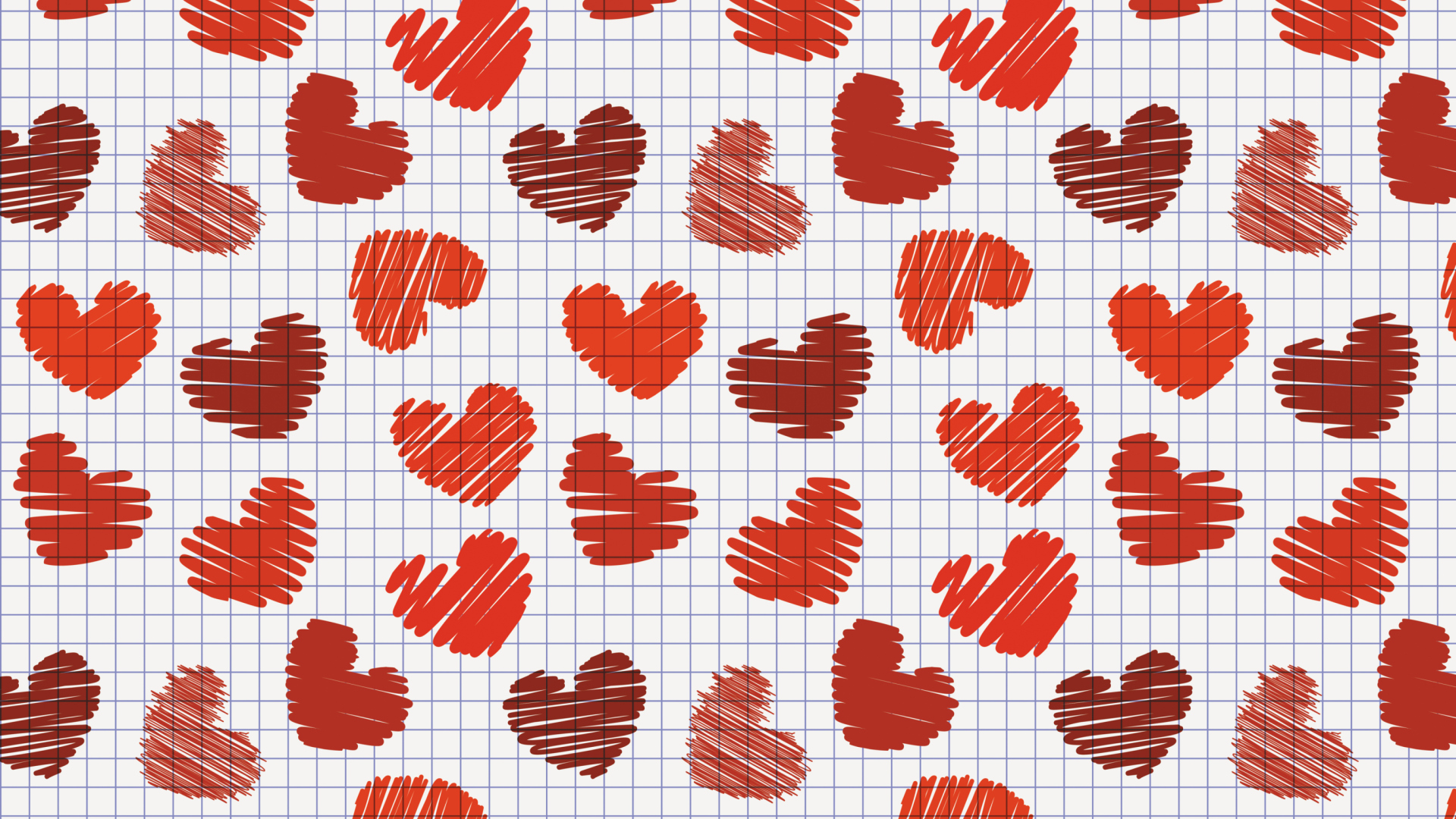 Das Valentine's Day Drawn Hearts Wallpaper 1920x1080