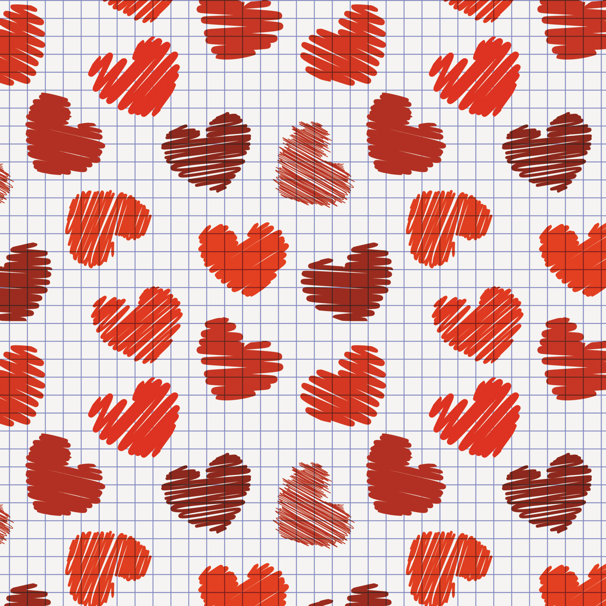 Das Valentine's Day Drawn Hearts Wallpaper 2048x2048