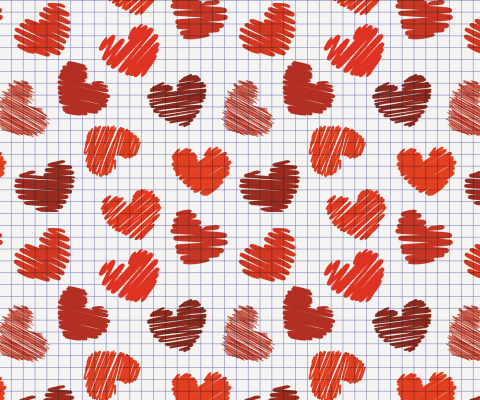 Das Valentine's Day Drawn Hearts Wallpaper 480x400