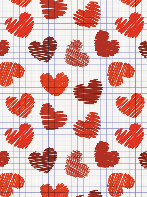 Das Valentine's Day Drawn Hearts Wallpaper 480x640