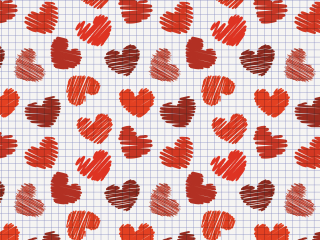 Das Valentine's Day Drawn Hearts Wallpaper 640x480