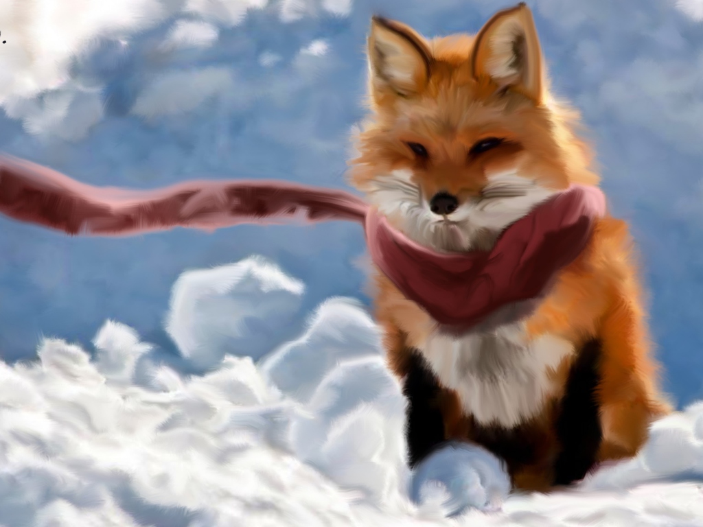 Das Fox Painting Wallpaper 1024x768