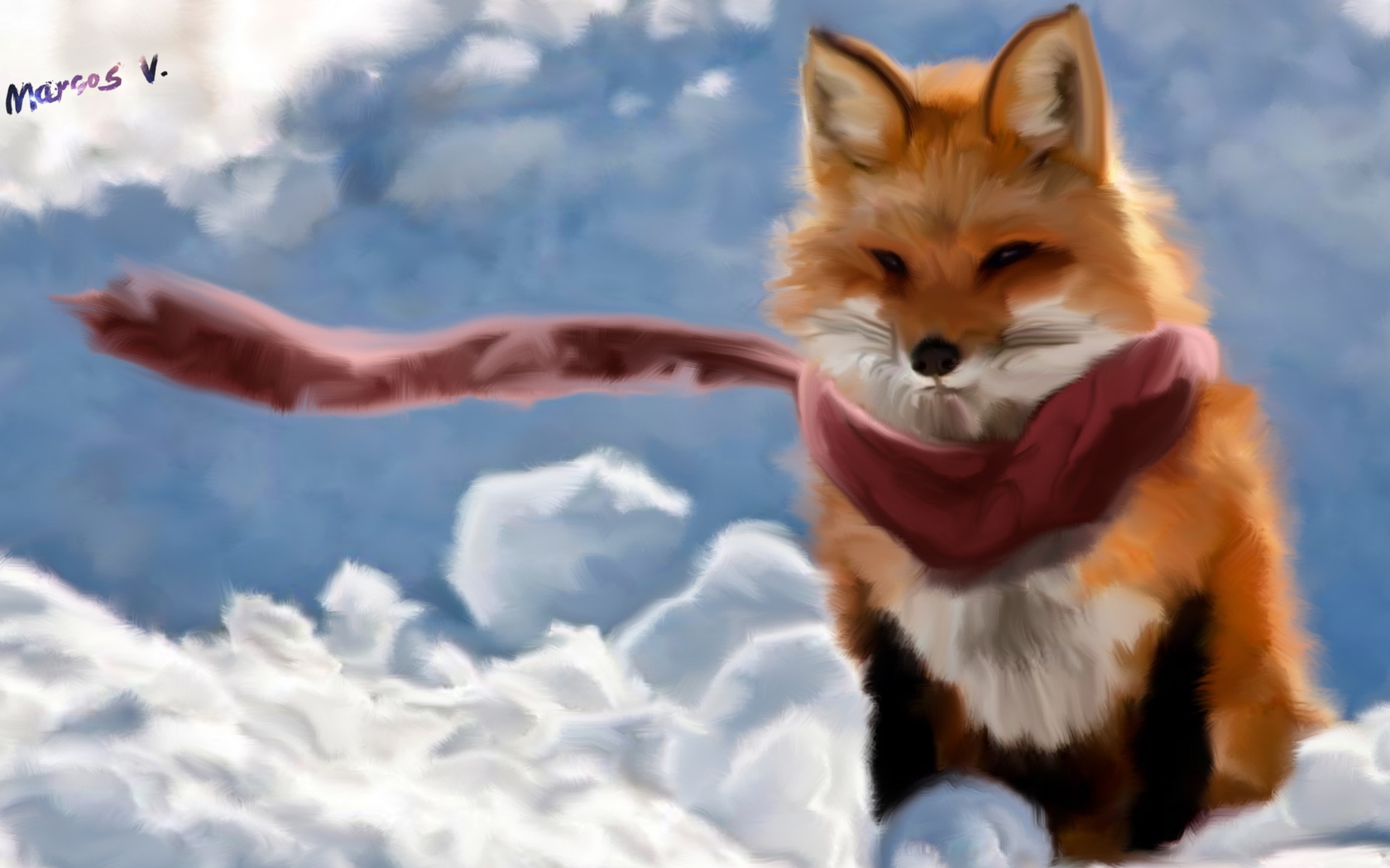 Screenshot №1 pro téma Fox Painting 1680x1050