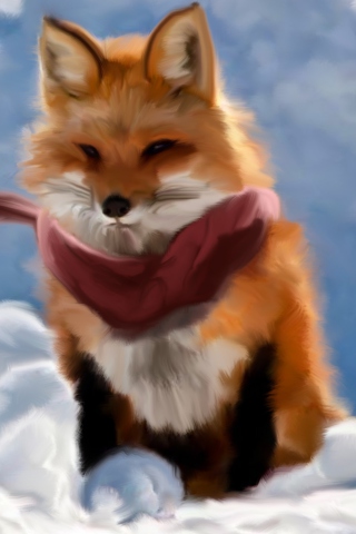 Обои Fox Painting 320x480