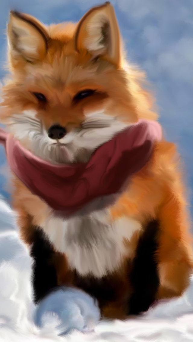 Das Fox Painting Wallpaper 640x1136