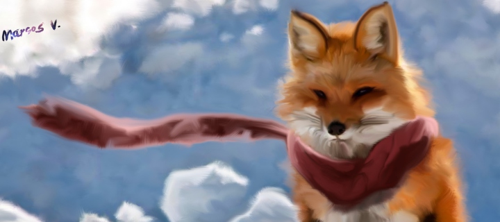 Das Fox Painting Wallpaper 720x320