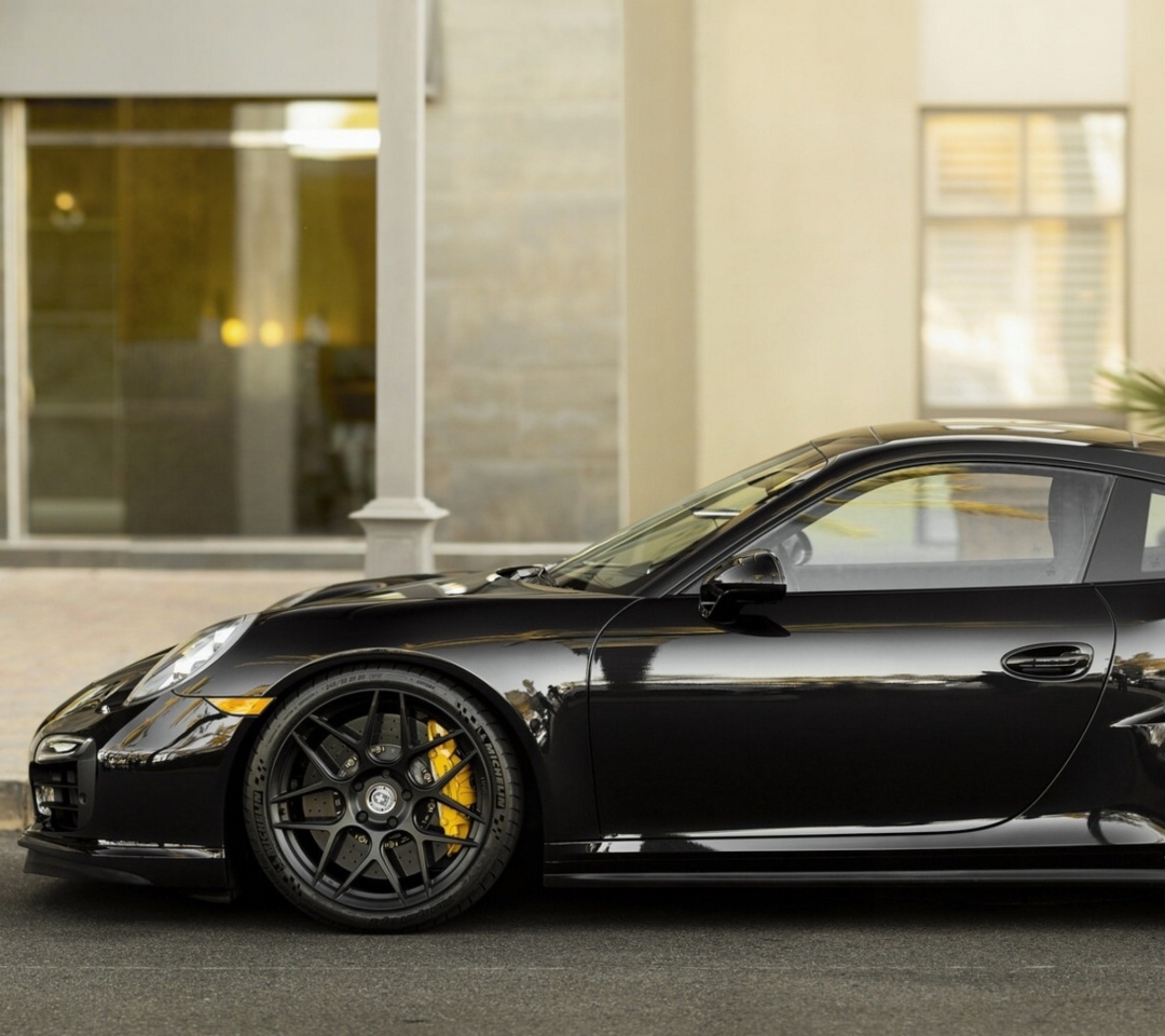 Das Porsche 911 Turbo Black Wallpaper 1080x960