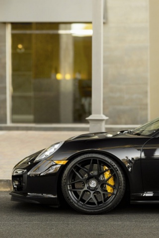 Fondo de pantalla Porsche 911 Turbo Black 320x480