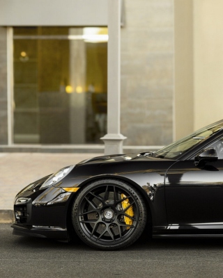 Porsche 911 Turbo Black papel de parede para celular para iPhone 4