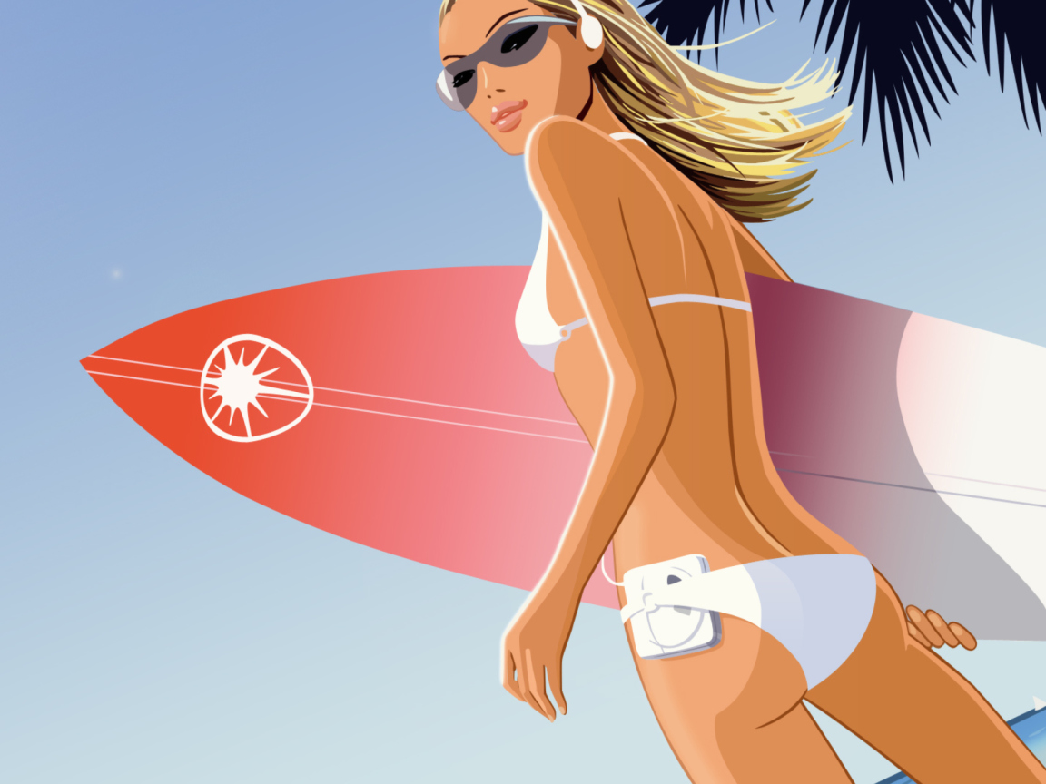 Fondo de pantalla Surf Girl 1152x864